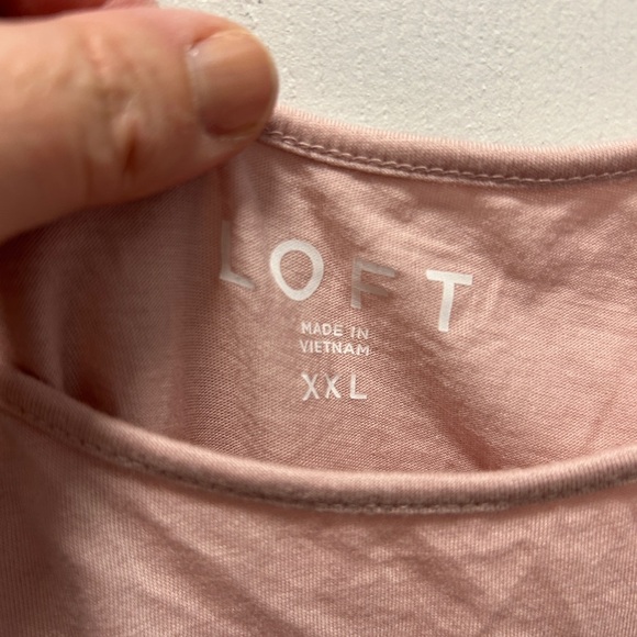 LOFT Pink Blouse with Elegant Lace Sleeves - Picture 7 of 8